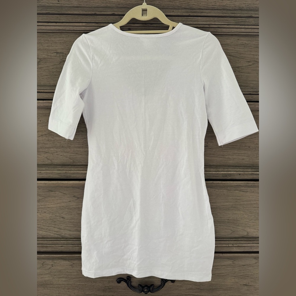 NEW White T-Shirt Dress NWOT Venus Ultra Mini Dress Tunic Long Tee Cotton Small - Picture 7 of 14